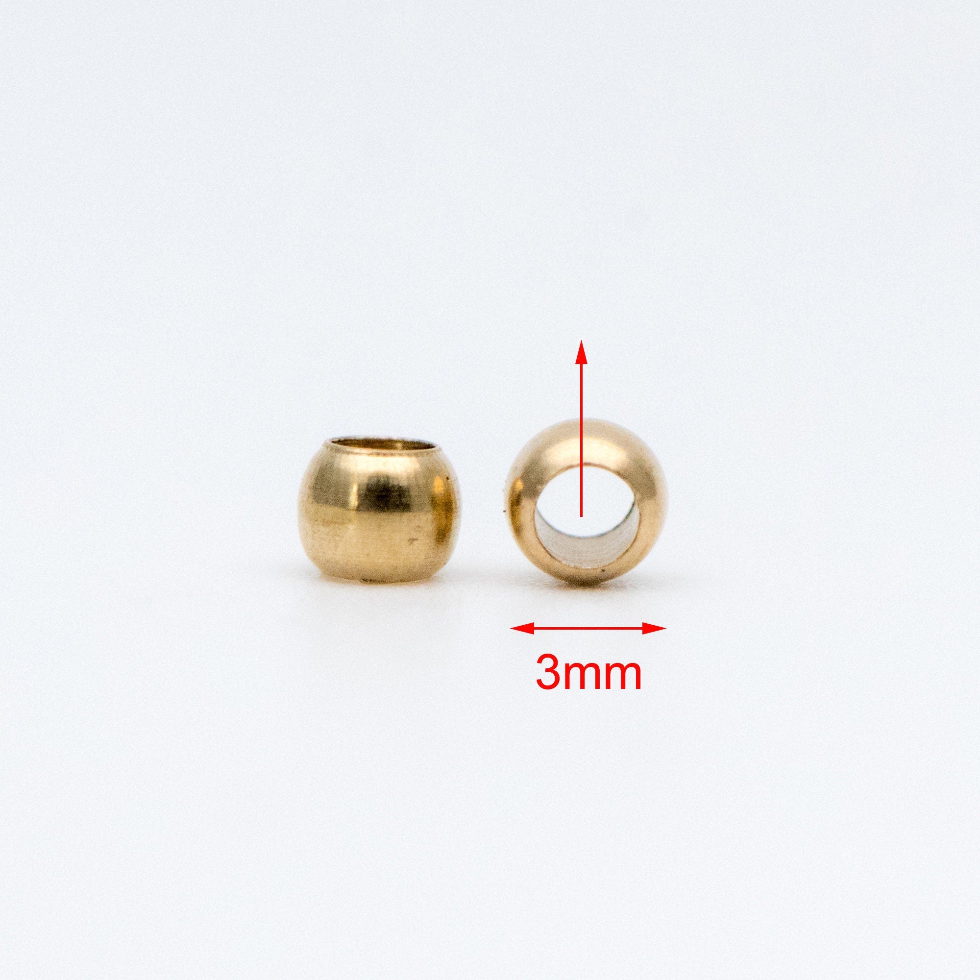 100pcs Raw Brass Round Spacer Beads, DIY Jewelry Findings Wholesale, 3/ 4/ 6mm (RB-180)